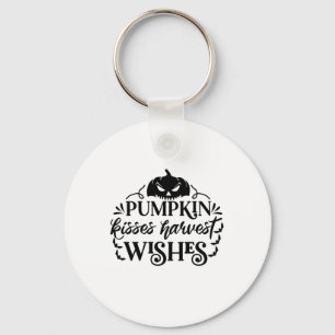 Halloween Pumpkin Kisses Harvest Wishes Birthday Key Ring