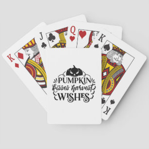 Halloween Pumpkin Kisses Harvest Wishes Birthday Playing Cards