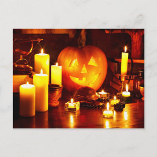 Halloween pumpkin lantern postcard