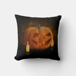 Halloween Pumpkin Lantern with Candles Cushion