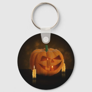 Halloween Pumpkin Lantern with Candles Key Ring