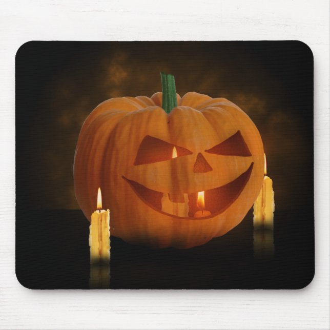Halloween Pumpkin Lantern with Candles Mouse Pad (Front)