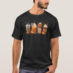 Halloween Pumpkin Latte Drink Cup Fall Coffee Pump T-Shirt