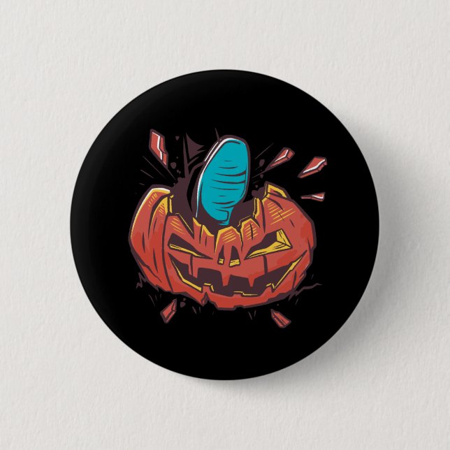 Halloween Pumpkin Lets Get Smashed 6 Cm Round Badge (Front)