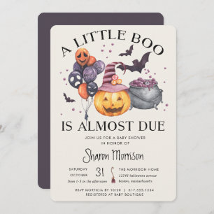Halloween Pumpkin Little Boo Baby Shower Invitation