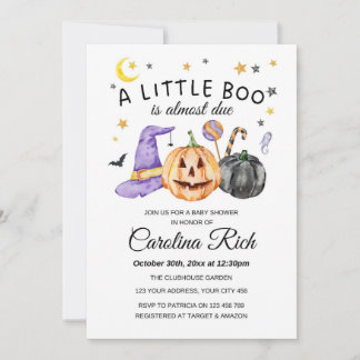 Halloween Pumpkin Little Boo Baby Shower  Invitation