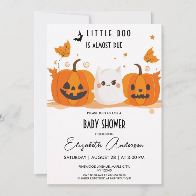 Halloween Pumpkin Little Boo Baby Shower Invitation (Front)