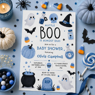 Halloween Pumpkin Little Boo Baby Shower Invitation