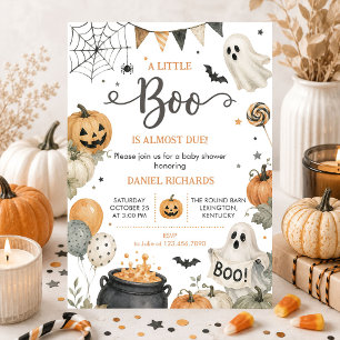 Halloween Pumpkin Little Boo Baby Shower Invitation