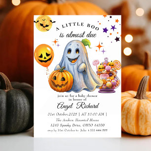 Halloween Pumpkin Little Boo Baby Shower Invitation