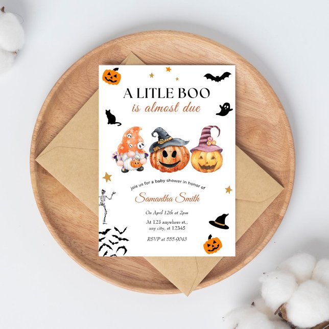 Halloween Pumpkin Little Boo Baby Shower Invitation (Creator Uploaded)