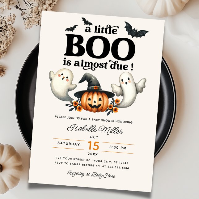 Halloween Pumpkin Little Boo Baby Shower Invitation (Creator Uploaded)