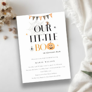 Halloween Pumpkin Little Boo Baby Shower Invite