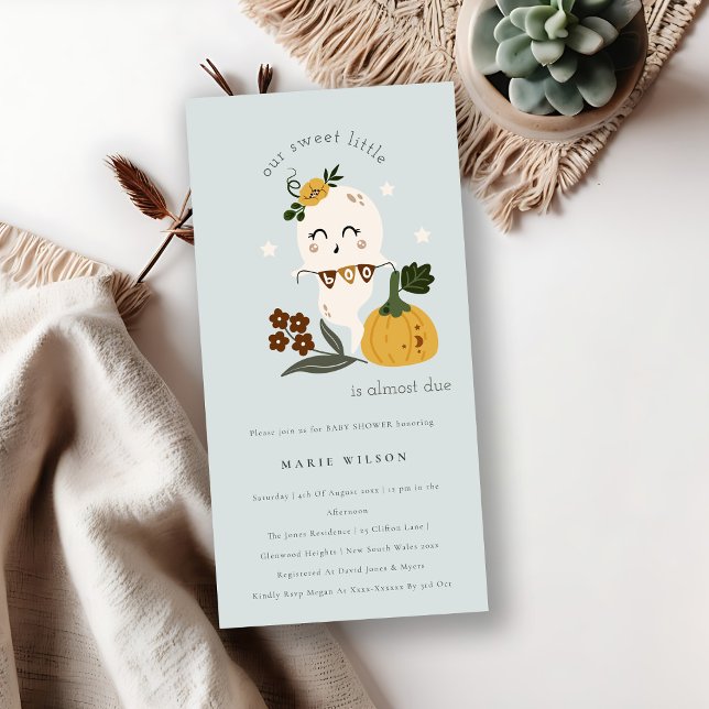 Halloween Pumpkin Little Boo Baby Shower Invite (Creator Uploaded)