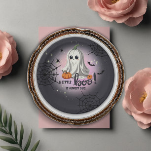 Halloween Pumpkin Little Boo Baby Shower Paper Plate