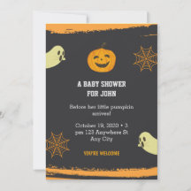 Halloween Pumpkin Little Boo Black Baby Shower