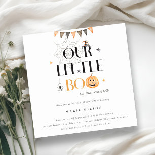 Halloween Pumpkin Little Boo Kids Birthday Invite