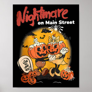 Halloween Pumpkin Mainstreet Vintage On Head Night Poster