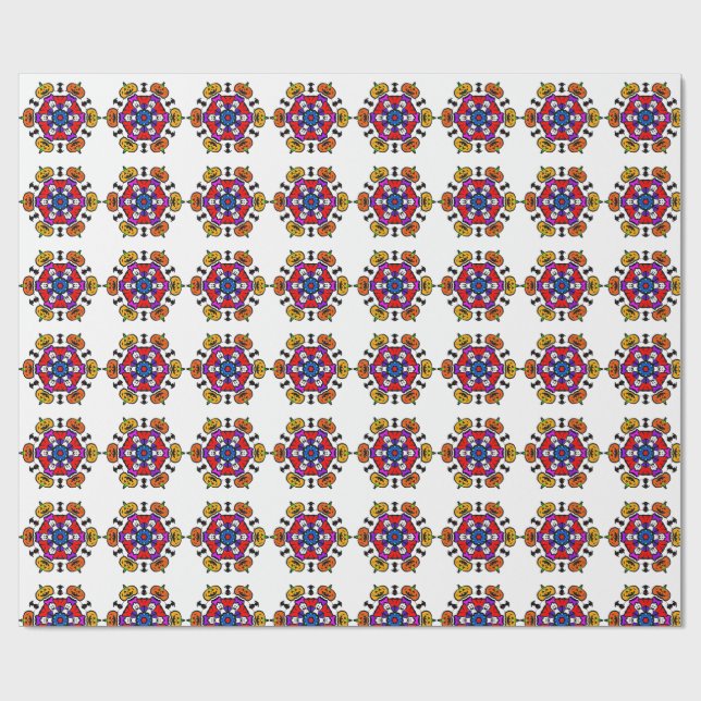 Halloween Pumpkin Mandala Wrapping Paper (Flat)