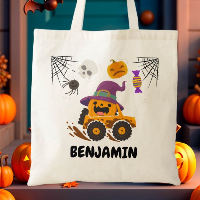 Halloween Pumpkin Monster Truck Treat or Trick Tote Bag (Creator Uploaded)