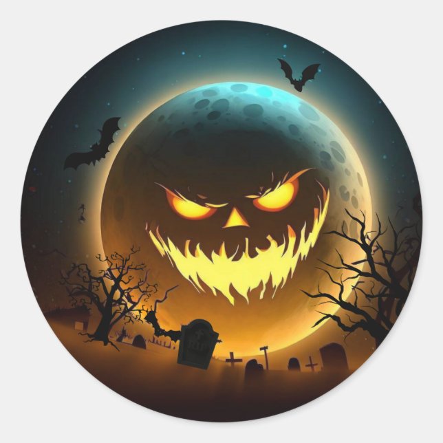 Halloween/pumpkin/moon/fall Classic Round Sticker (Front)