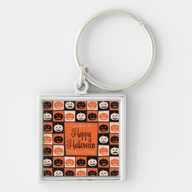 Halloween pumpkin mosaic key ring (Front)