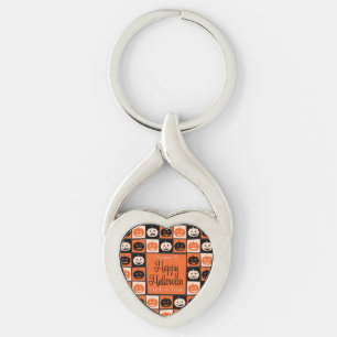 Halloween pumpkin mosaic key ring
