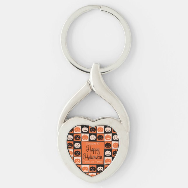 Halloween pumpkin mosaic key ring (Front)