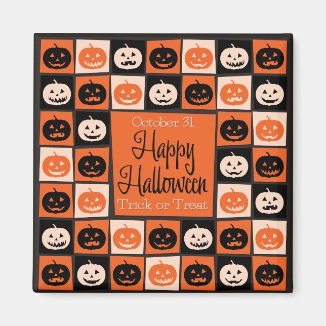 Halloween pumpkin mosaic magnet (Front)