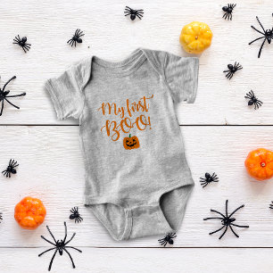 Halloween Pumpkin My First Boo! Baby Bodysuit