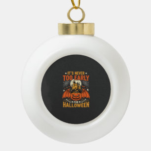 Halloween Pumpkin Never Too Early Castle Graphic_1 Ceramic Ball Christmas Ornament