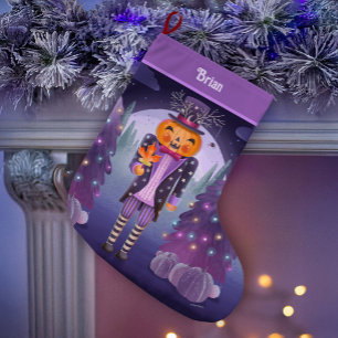 Halloween Pumpkin Nutcracker Large Christmas Stocking