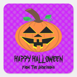 Halloween Pumpkin on Purple Stickers