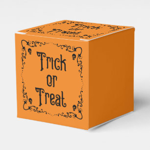 Halloween Pumpkin Orange and Black Trick or Treat Favour Box