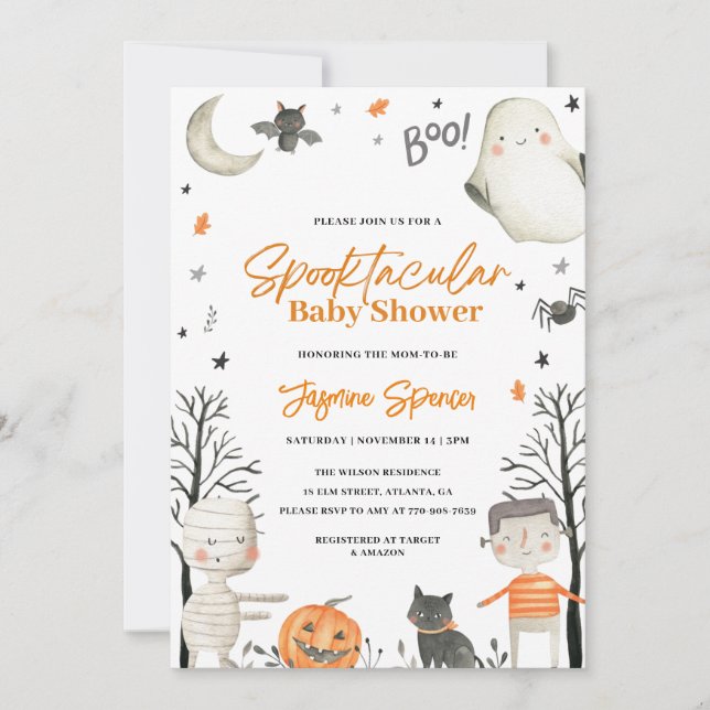 Halloween Pumpkin Orange Baby Shower Invitation (Front)