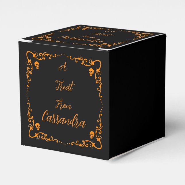 Halloween Pumpkin Orange Personalised Favour Box (Front Side)