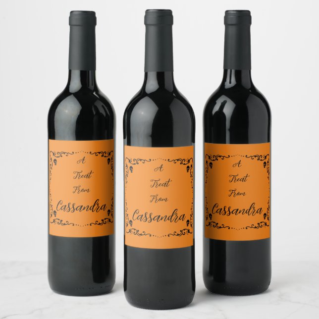 Halloween Pumpkin Orange Personalised Wine Label (Bottles)