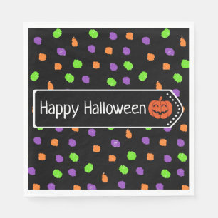 Halloween Pumpkin Orange, Purple and Lime green Napkin