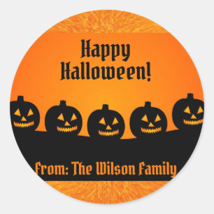 Halloween Pumpkin Orange Spooky Silhouette Custom Classic Round Sticker