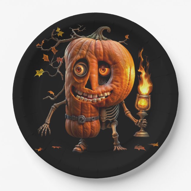 Halloween Pumpkin Paper Plate (Front)