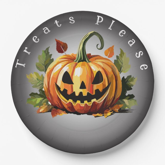 Halloween Pumpkin Patch Customisable  Paper Plate (Front)