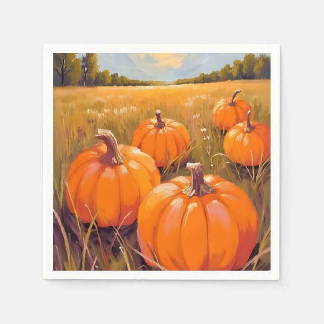 Halloween Pumpkin Patch Fall Autumn Napkin (Front)