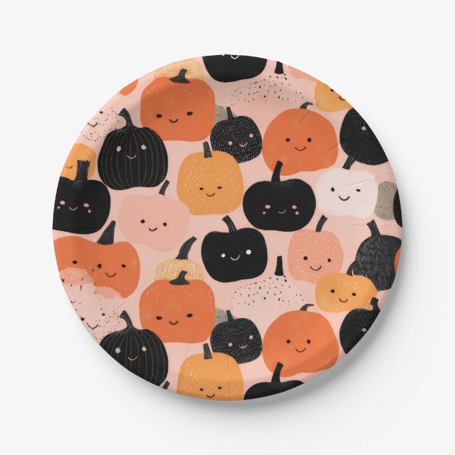 Halloween Pumpkin Patch Paper Plate (Front)