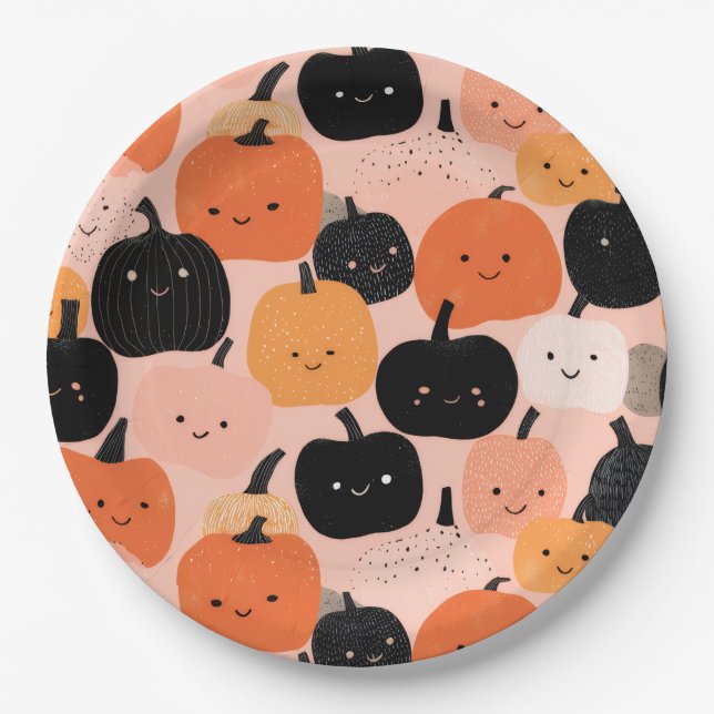 Halloween Pumpkin Patch Paper Plate (Front)