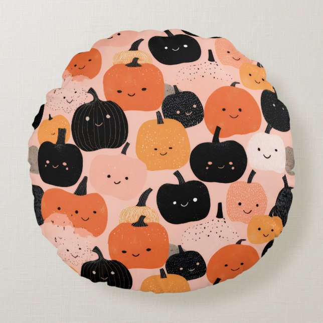 Halloween Pumpkin Patch Round Cushion (Front)