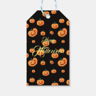 Halloween Pumpkin Pattern Gift Tags