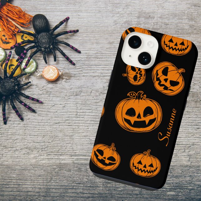 Halloween Pumpkin Pattern Phone 14 Case (Creator Uploaded)