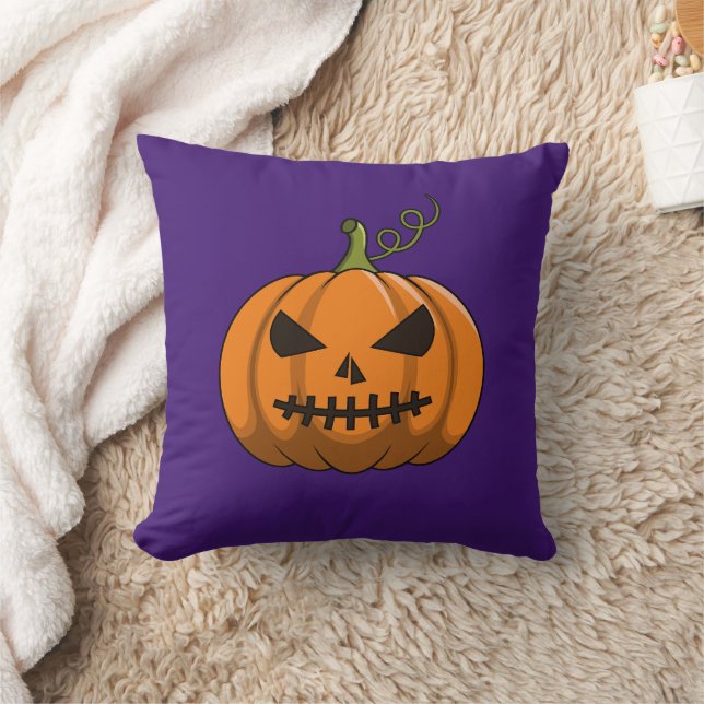 Halloween Pumpkin Pillow, Cute & Spooky Fall Decor Cushion (Blanket)