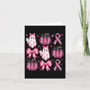 Halloween Pumpkin Pink Ribbon Disco Ghost Bow Brea Card