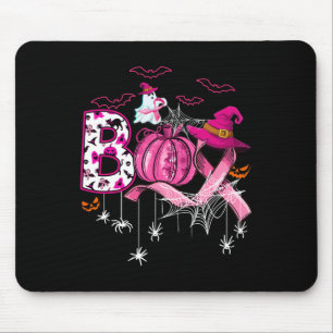Halloween Pumpkin Pink Ribbon Witch Breast Cancer Mouse Pad